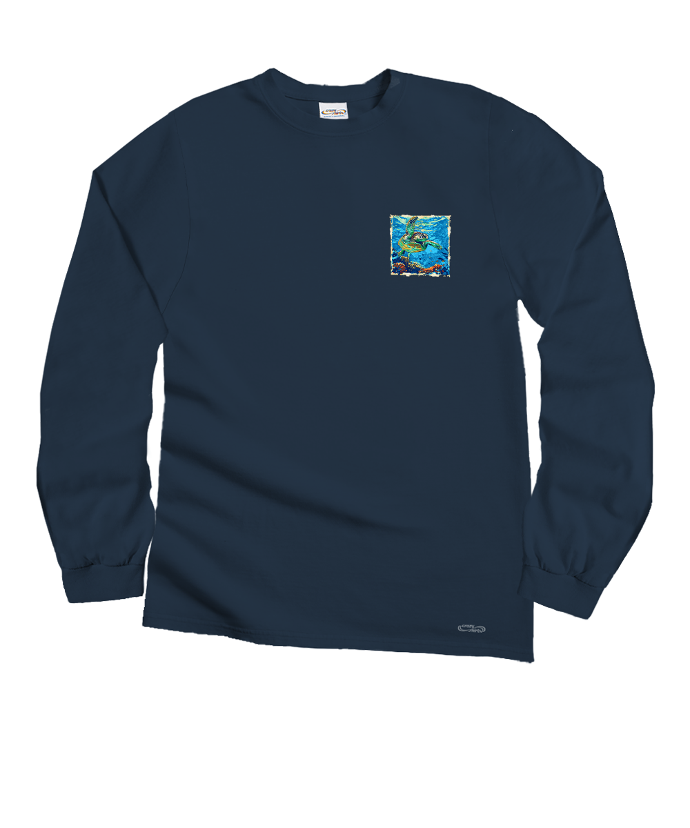 Island Reef Honu - Navy Long Sleeve Crewneck T-Shirt 4 Island Reef Honu - Navy Long Sleeve Crewneck T-Shirt