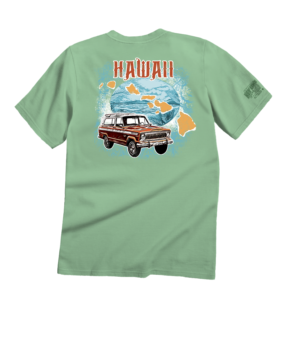 Jeep Hawaiian Islands - Key Lime Dyed Short Sleeve Crewneck T-Shirt