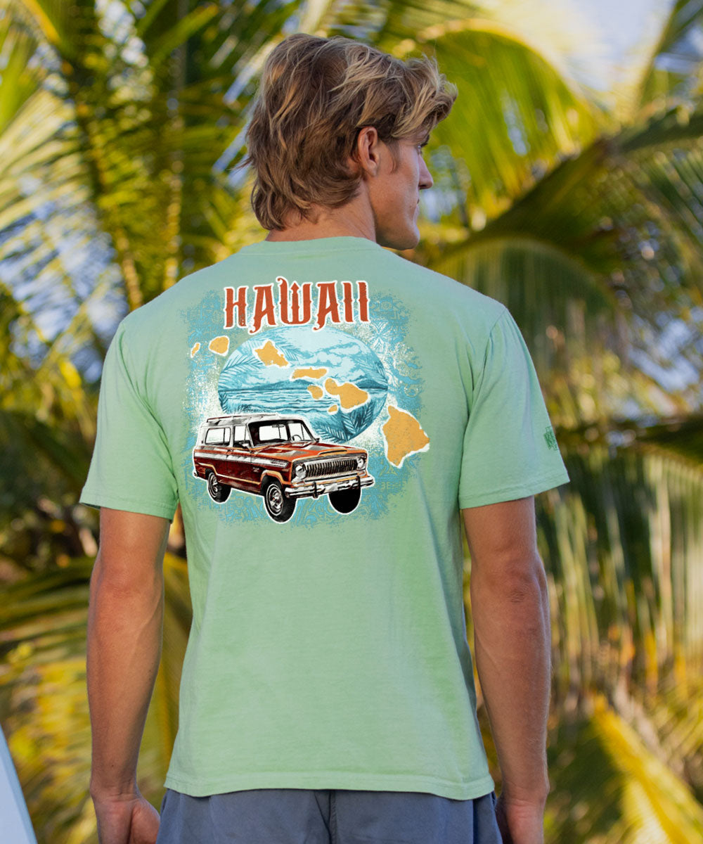 Jeep Hawaiian Islands - Key Lime Dyed Short Sleeve Crewneck T-Shirt 2 Jeep Hawaiian Islands - Key Lime Dyed Short Sleeve Crewneck T-Shirt