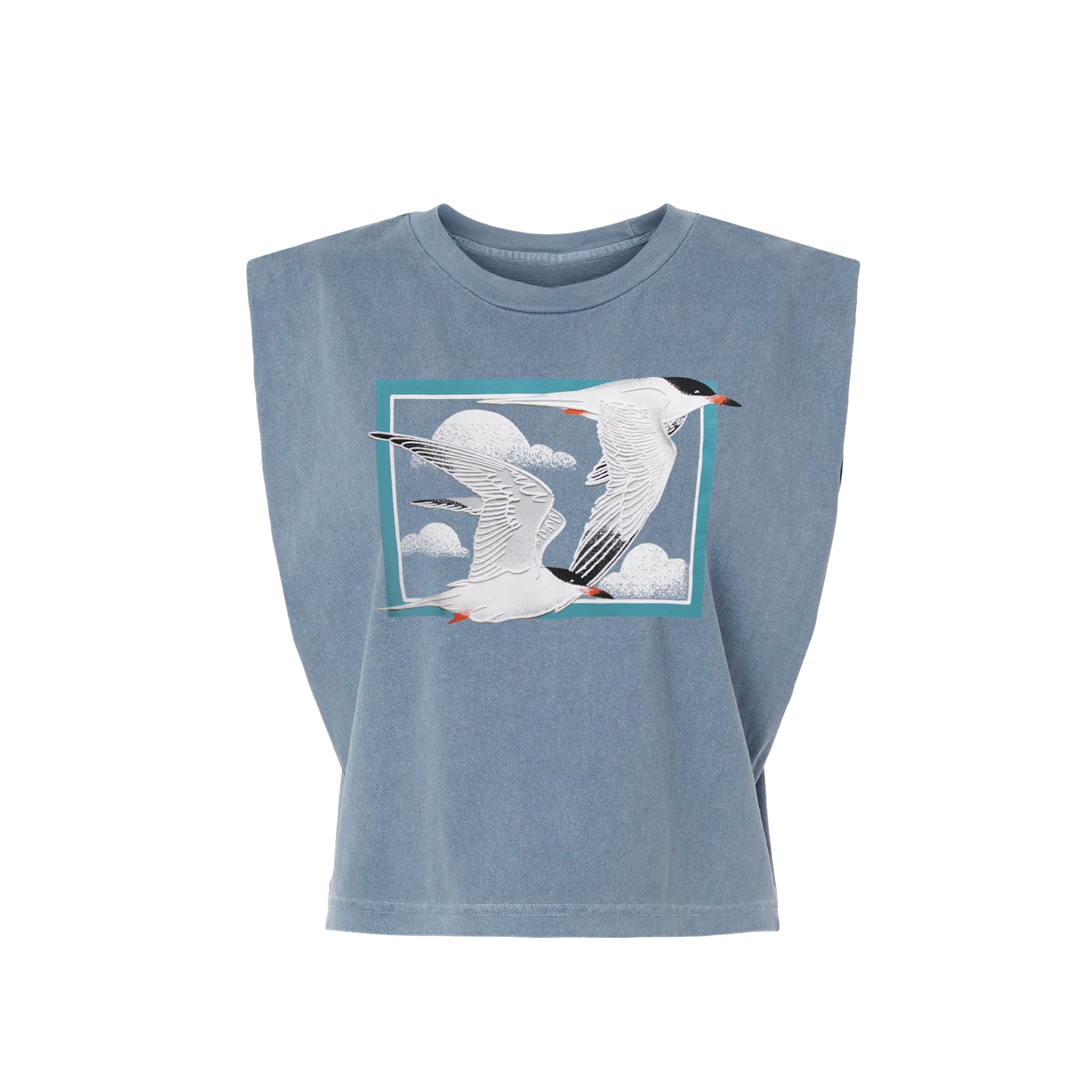 Tern Puff Print Boxy Muscle Tank