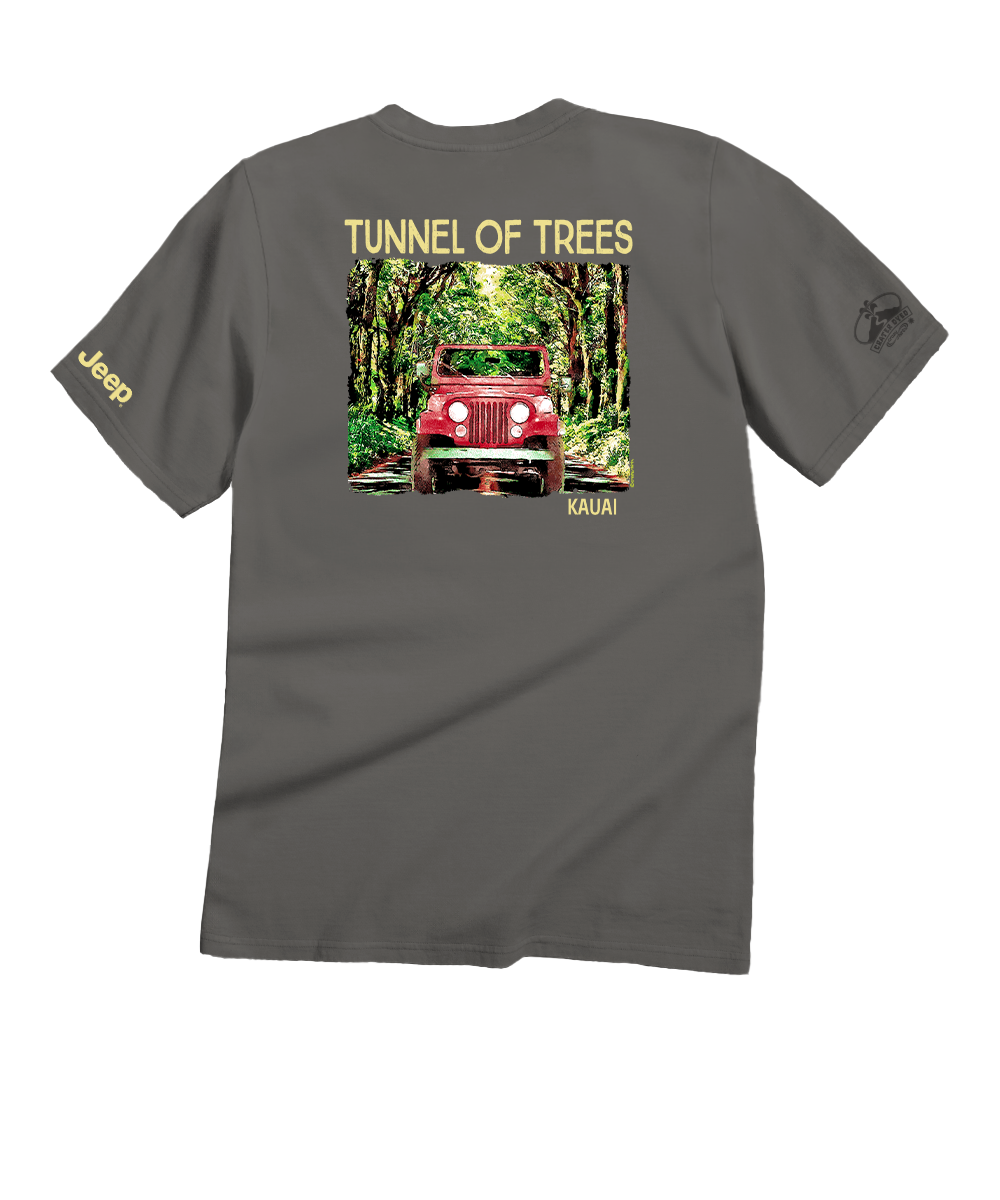 Jeep Tunnel Of Trees - Crater Dyed® Short Sleeve Crewneck T-Shirt 1 Jeep Tunnel Of Trees - Crater Dyed® Short Sleeve Crewneck T-Shirt