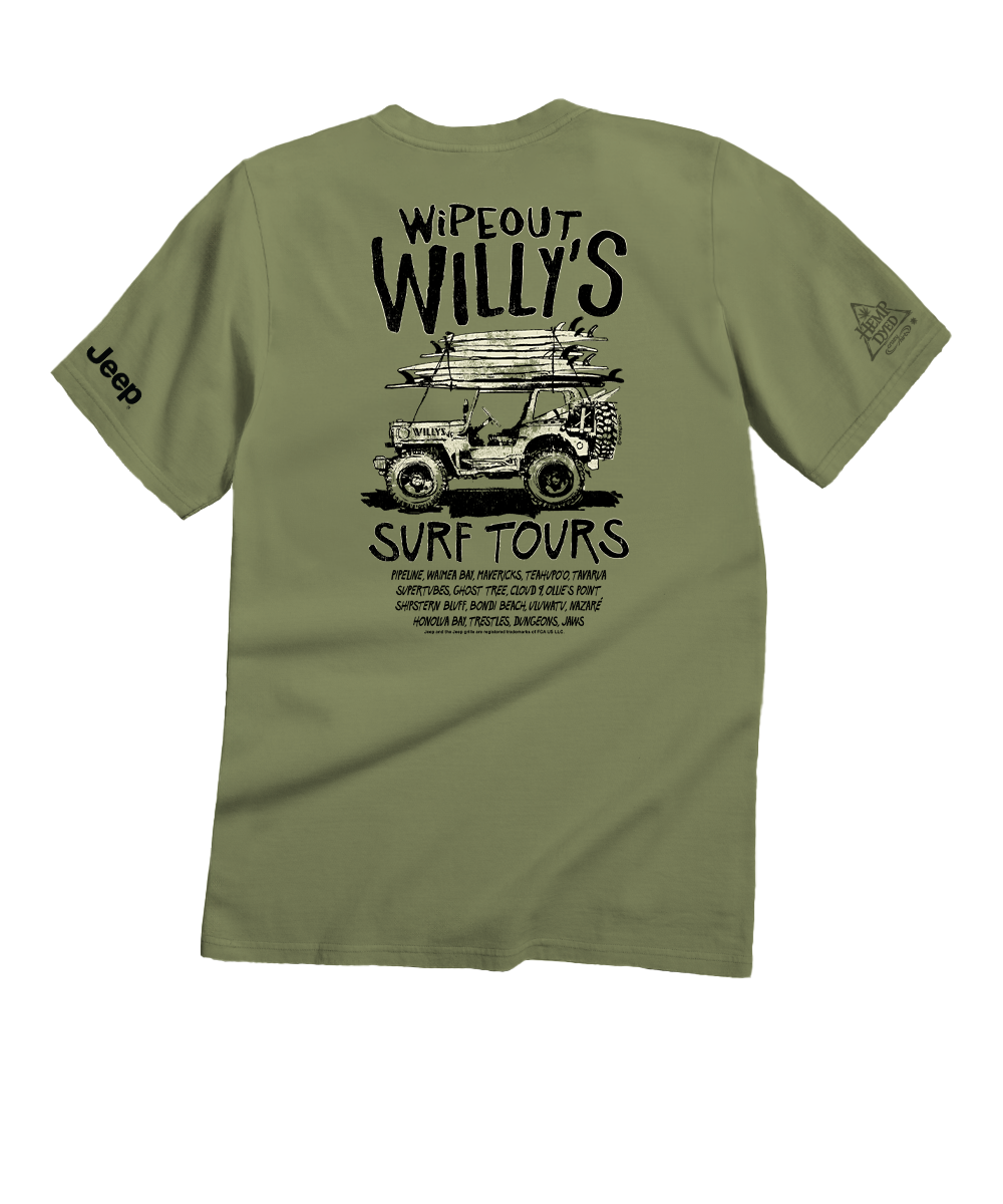 Jeep Wipeout Willys - Hemp Dyed Short Sleeve Crewneck T-Shirt