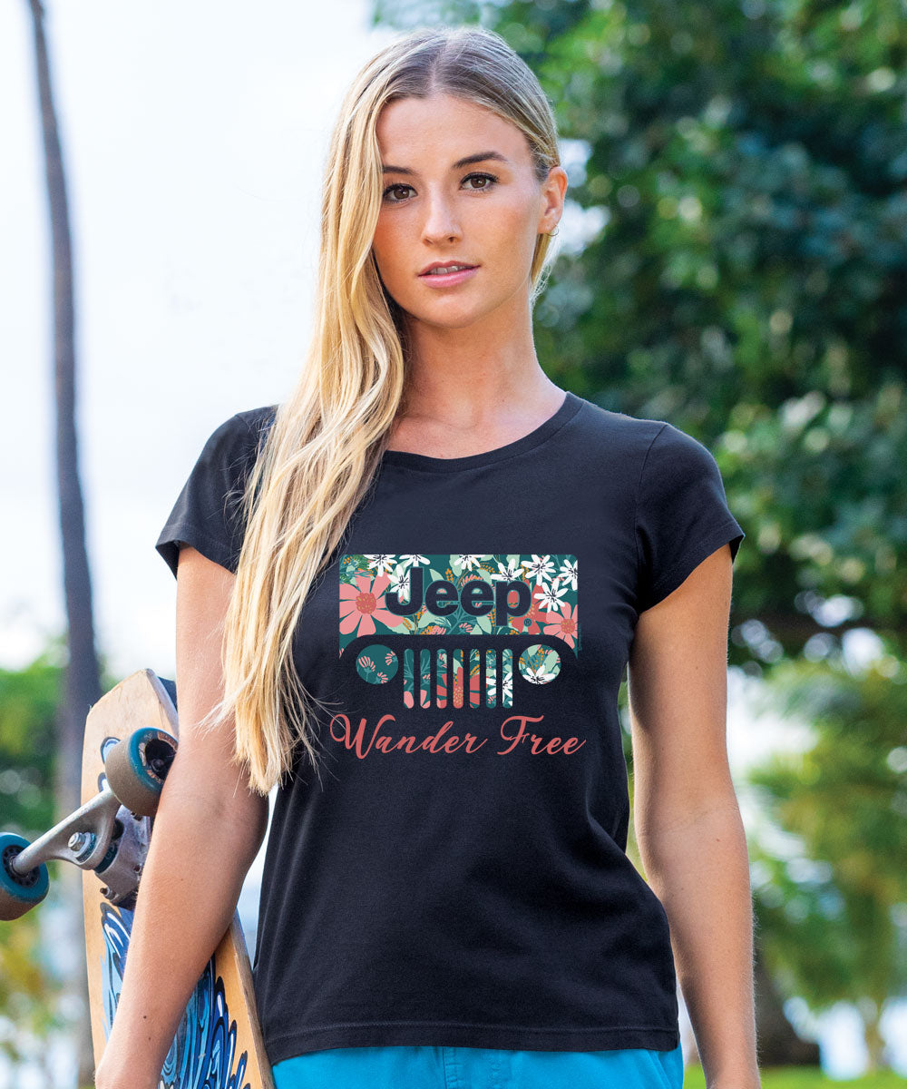 Jeep® Wander Free - Jet Black Short Sleeve Pima T-Shirt 2 Jeep® Wander Free - Jet Black Short Sleeve Pima T-Shirt