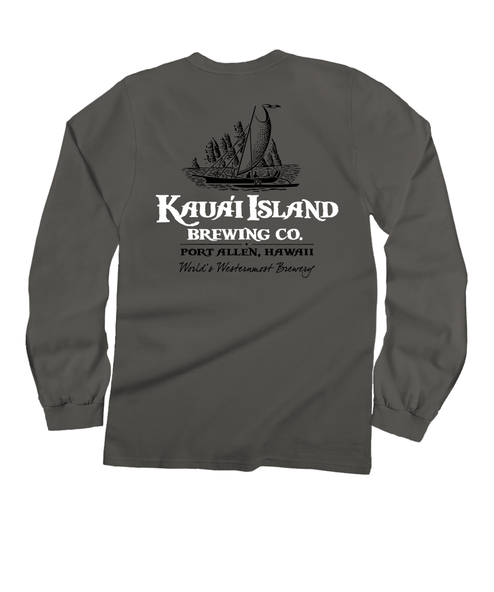 Kauai Island Brewing Co New Logo - Crater Dyed® Long Sleeve Crewneck T-Shirt 1 Kauai Island Brewing Co New Logo - Crater Dyed® Long Sleeve Crewneck T-Shirt