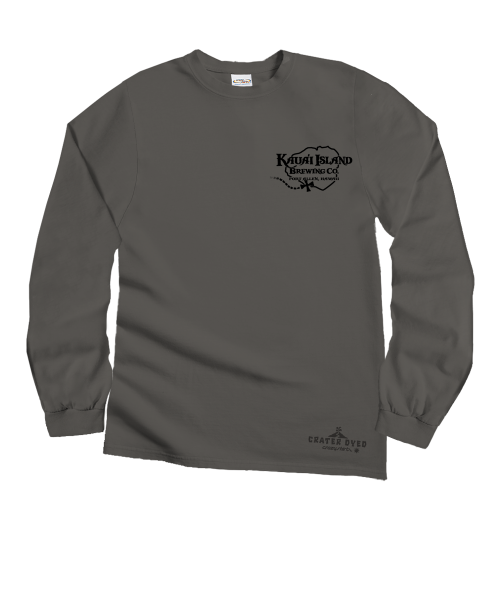 Kauai Island Brewing Co New Logo - Crater Dyed® Long Sleeve Crewneck T-Shirt 2 Kauai Island Brewing Co New Logo - Crater Dyed® Long Sleeve Crewneck T-Shirt