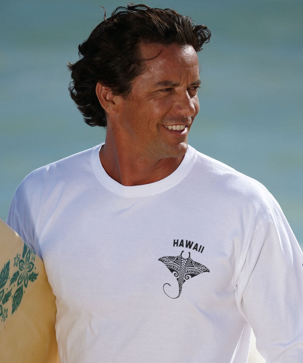 Kava Kava Ray - White Long Sleeve Crewneck T-Shirt 3 Kava Kava Ray - White Long Sleeve Crewneck T-Shirt