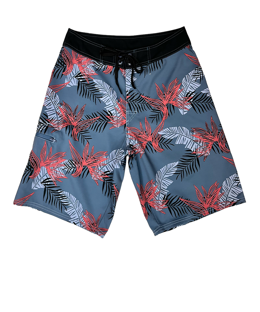 Keanu Tribal Slate Blue Eco HydroPrint Board Shorts