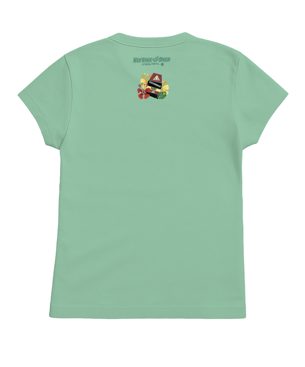 Key West Buoy Hibiscus - Key Lime Dyed Short Sleeve Crewneck T-Shirt 2 Key West Buoy Hibiscus - Key Lime Dyed Short Sleeve Crewneck T-Shirt