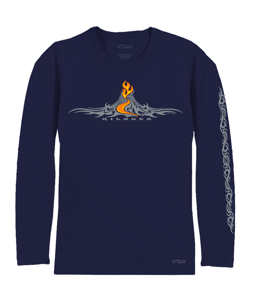 Kilauea Tattoo - Indigo Long Sleeve Pima T-Shirt