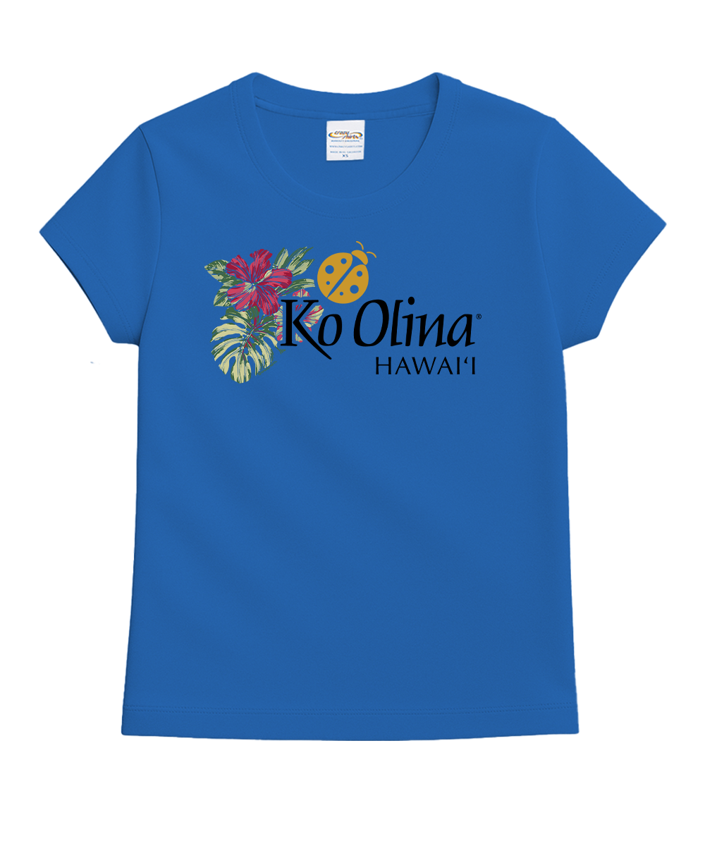 Koolina Floral Band - Blue Hawaii Dyed Short Sleeve Crewneck T-Shirt 1 Koolina Floral Band - Blue Hawaii Dyed Short Sleeve Crewneck T-Shirt