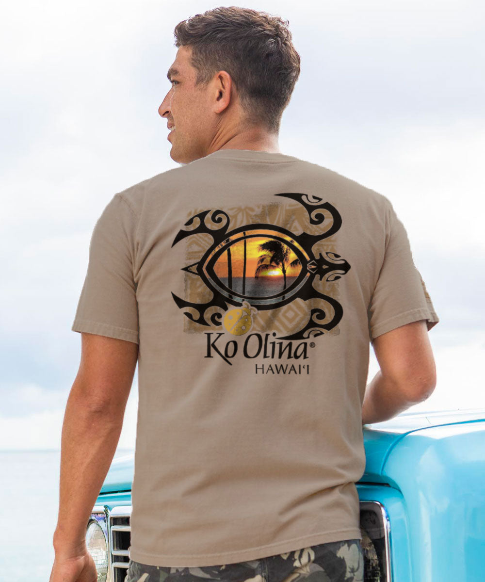 Koolina Honu Sunset - Kona Coffee Dyed Short Sleeve Crewneck T-Shirt 2 Koolina Honu Sunset - Kona Coffee Dyed Short Sleeve Crewneck T-Shirt