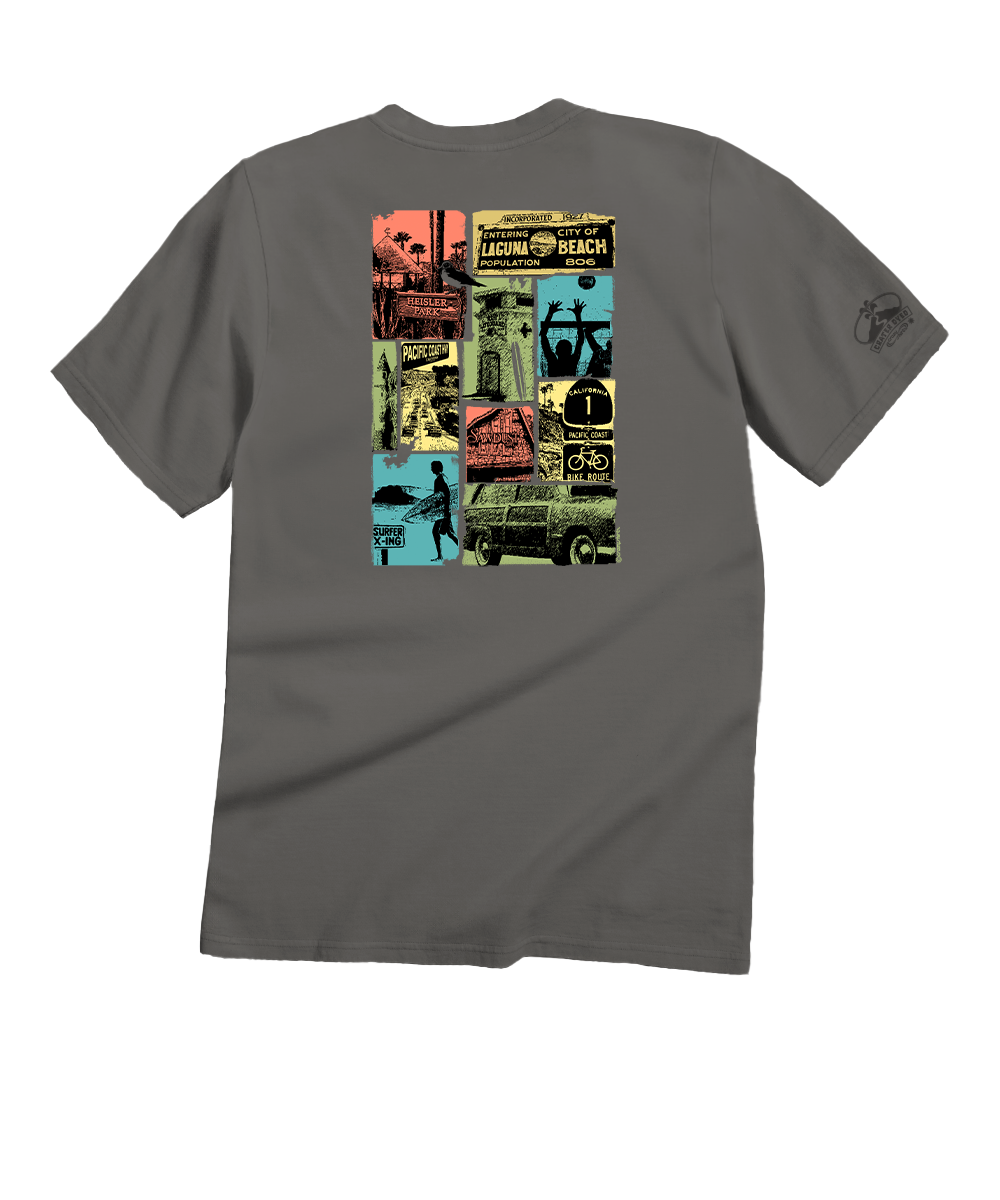 Laguna Beach Collage - Crater Dyed® Short Sleeve Crewneck T-Shirt 1 Laguna Beach Collage - Crater Dyed® Short Sleeve Crewneck T-Shirt