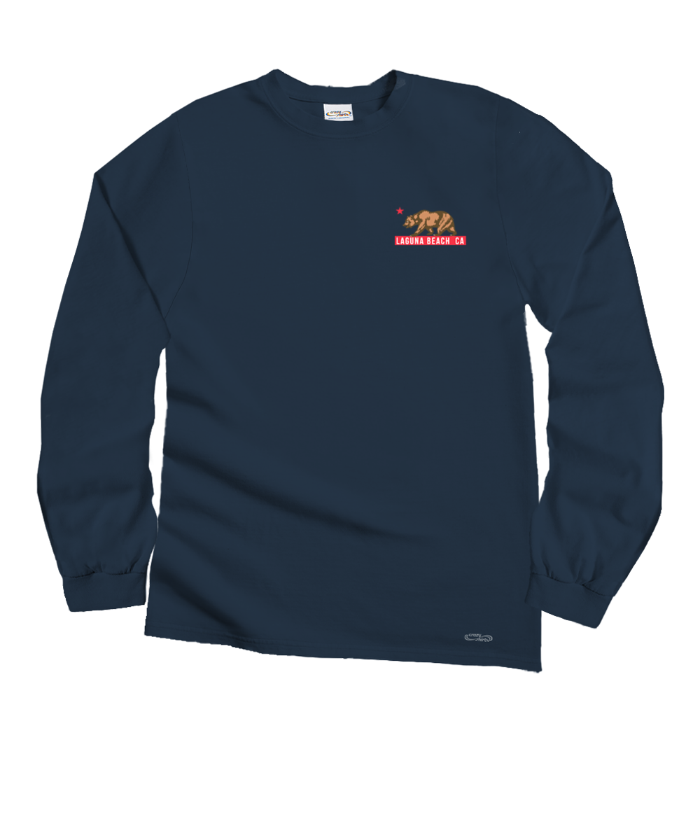 Laguna Beach Lifeguard Surf - Navy Long Sleeve Crewneck T-Shirt 2 Laguna Beach Lifeguard Surf - Navy Long Sleeve Crewneck T-Shirt