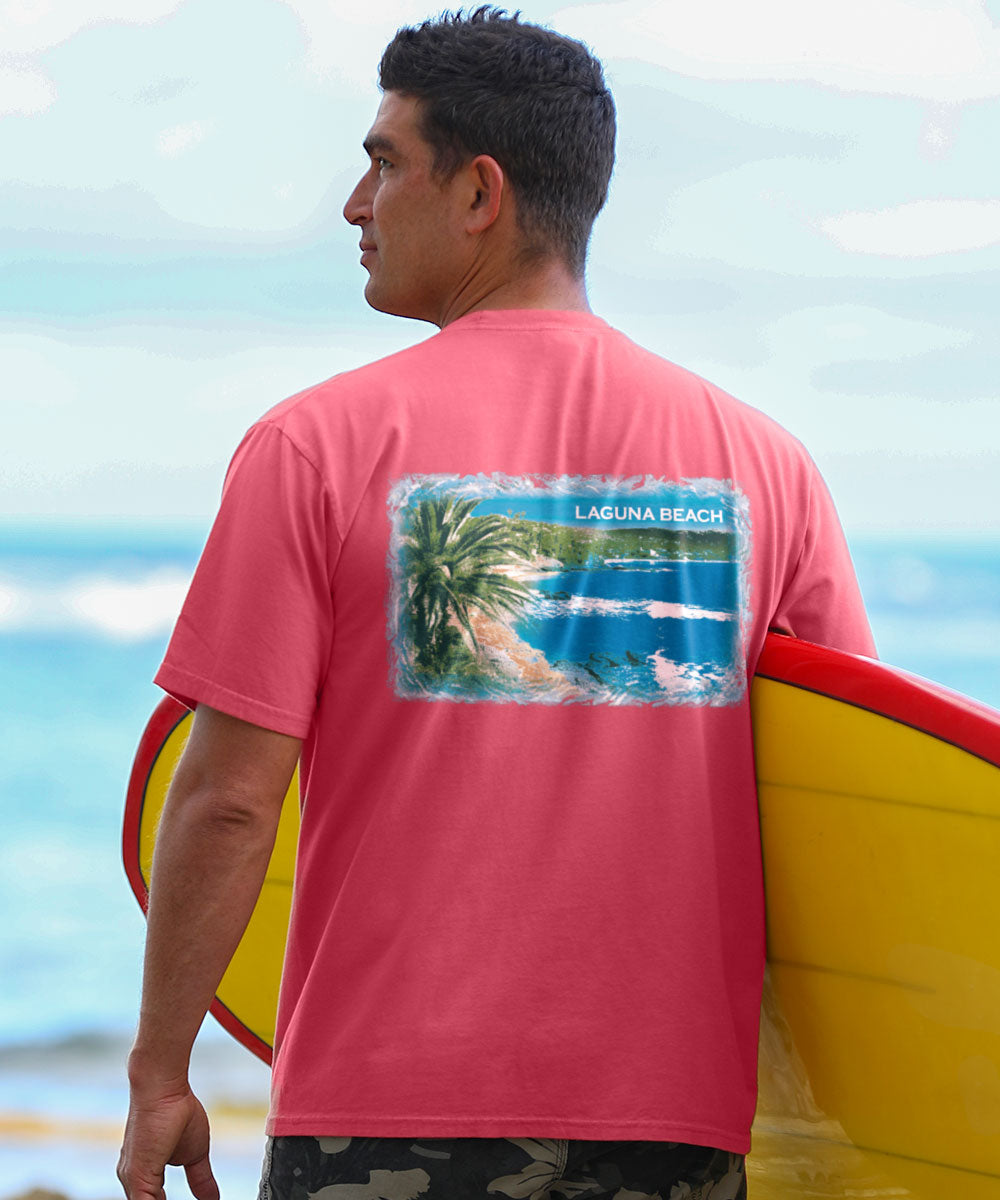 Laguna Beach Scenic Paradise Red Classic Crewneck T-Shirt 2 Laguna Beach Scenic Paradise Red Classic Crewneck T-Shirt
