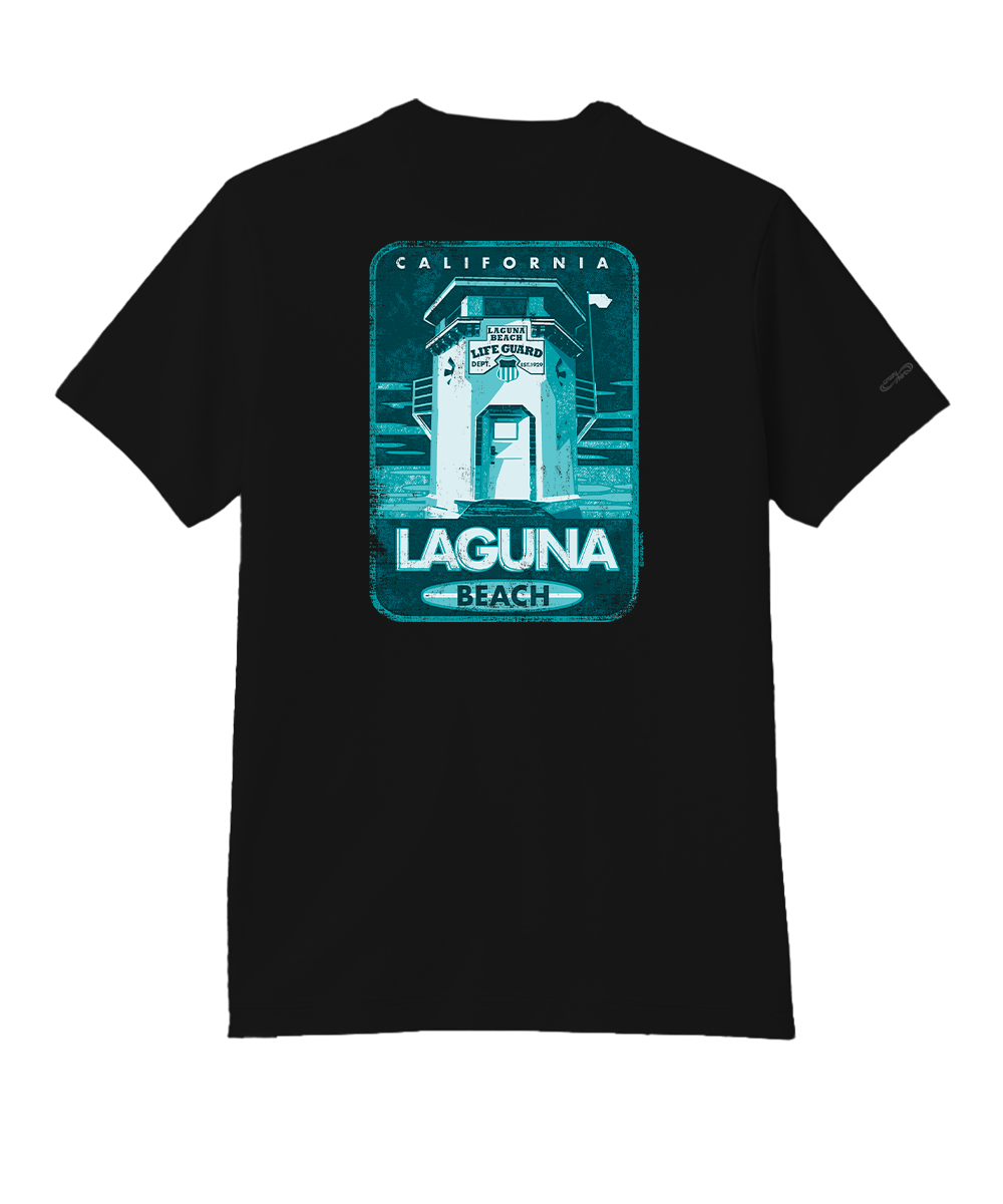 Laguna Beach Watch Tower - Jet Black Short Sleeve Pima T-Shirt