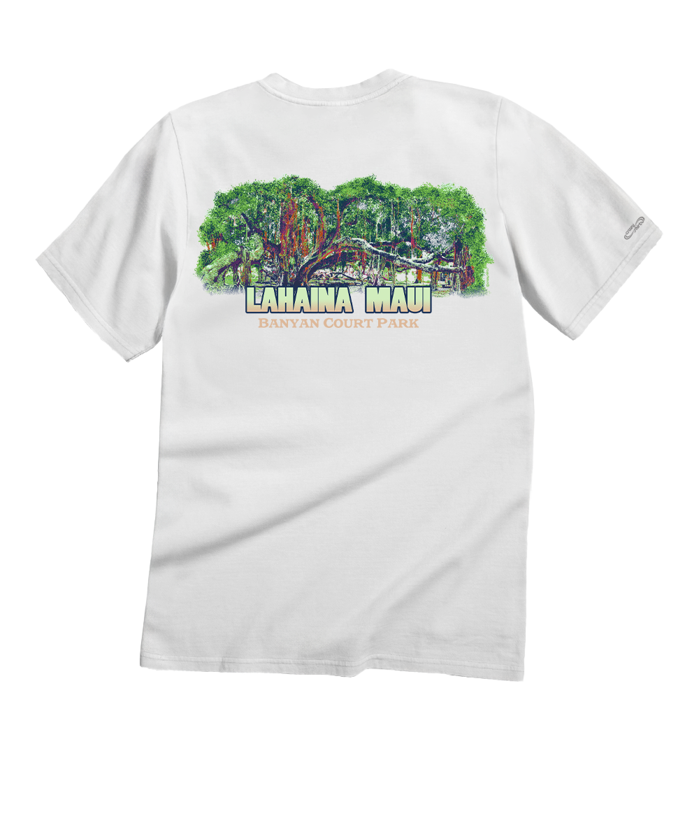 Lahaina Banyan - White Short Sleeve Crewneck T-Shirt