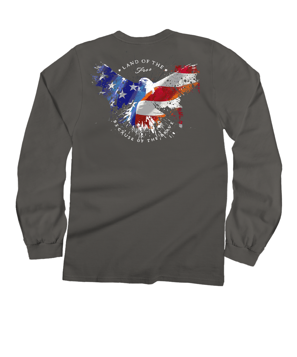Land Of The Eagle - Crater Dyed® Long Sleeve Crewneck T-Shirt 1 Land Of The Eagle - Crater Dyed® Long Sleeve Crewneck T-Shirt