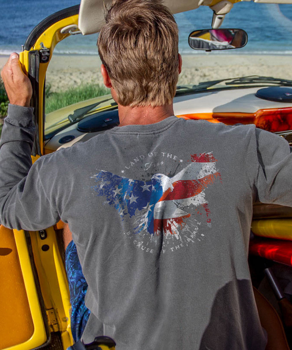 Land Of The Eagle - Crater Dyed® Long Sleeve Crewneck T-Shirt 2 Land Of The Eagle - Crater Dyed® Long Sleeve Crewneck T-Shirt