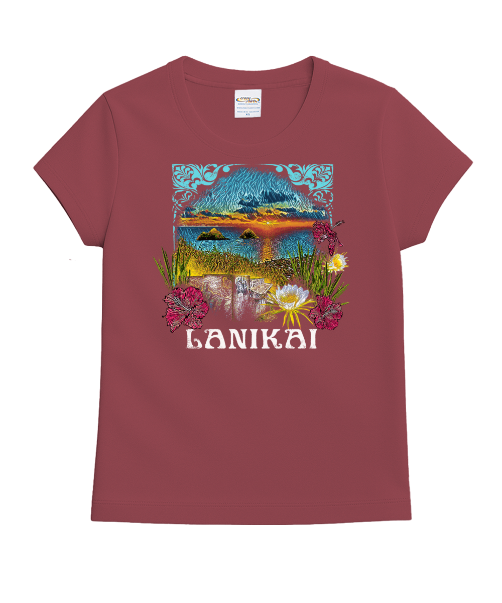 Lanikai Heights - Paradise Red Dyed Short Sleeve Crewneck T-Shirt 1 Lanikai Heights - Paradise Red Dyed Short Sleeve Crewneck T-Shirt