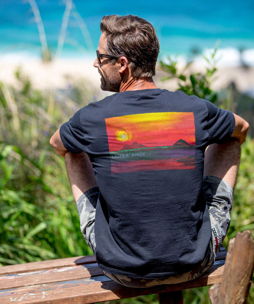 Lanikai Sun - Black Short Sleeve Crewneck T-Shirt 2 Lanikai Sun - Black Short Sleeve Crewneck T-Shirt