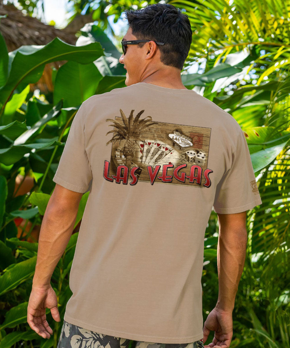 Las Vegas Postcard - Kona Coffee Dyed Short Sleeve Crewneck T-Shirt 2 Las Vegas Postcard - Kona Coffee Dyed Short Sleeve Crewneck T-Shirt