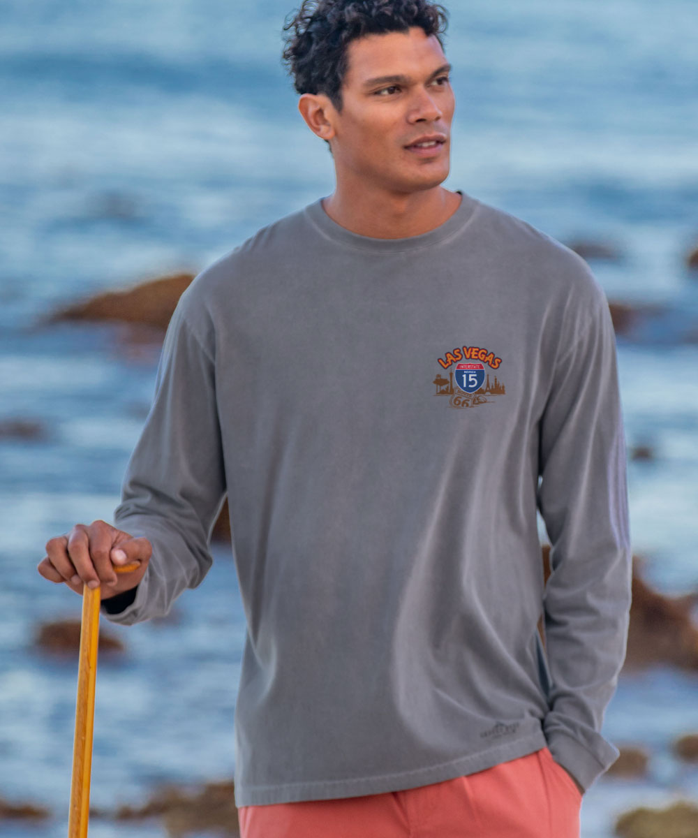 Las Vegas Signs - Crater Dyed® Long Sleeve Crewneck T-Shirt 3 Las Vegas Signs - Crater Dyed® Long Sleeve Crewneck T-Shirt
