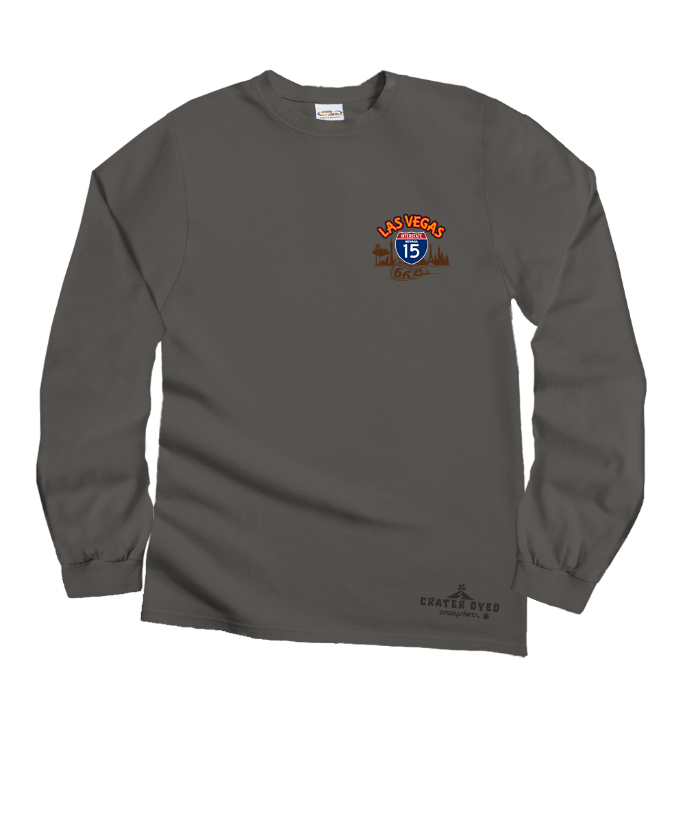 Las Vegas Signs - Crater Dyed® Long Sleeve Crewneck T-Shirt 4 Las Vegas Signs - Crater Dyed® Long Sleeve Crewneck T-Shirt