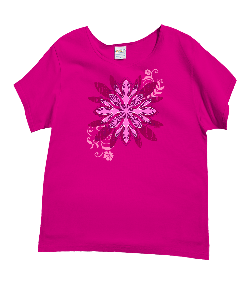 Lehua Quilt - Berry Short Sleeve Scoop Neck T-Shirt