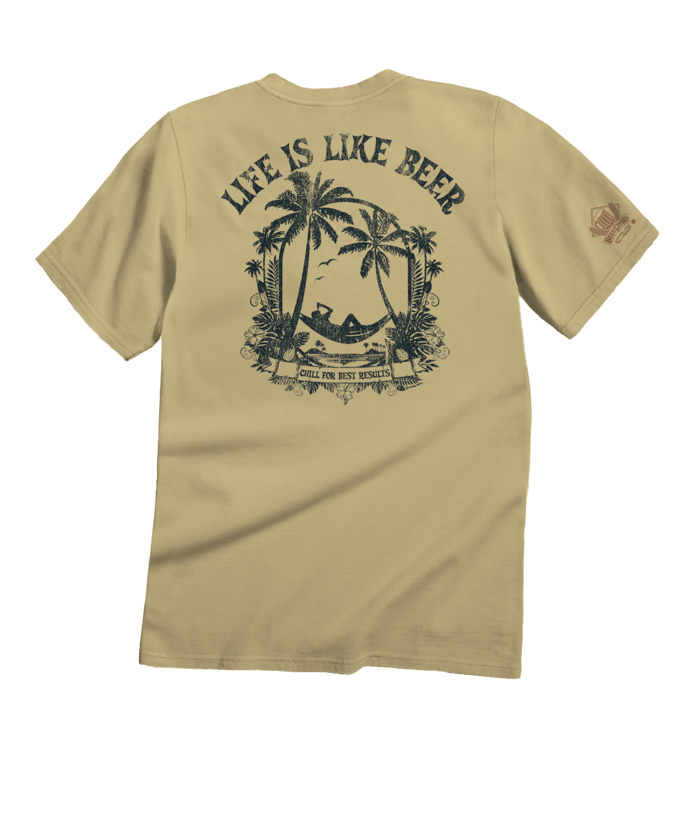 Life Is Like Beer - Beer Dyed Short Sleeve Crewneck T-Shirt 1 Life Is Like Beer - Beer Dyed Short Sleeve Crewneck T-Shirt