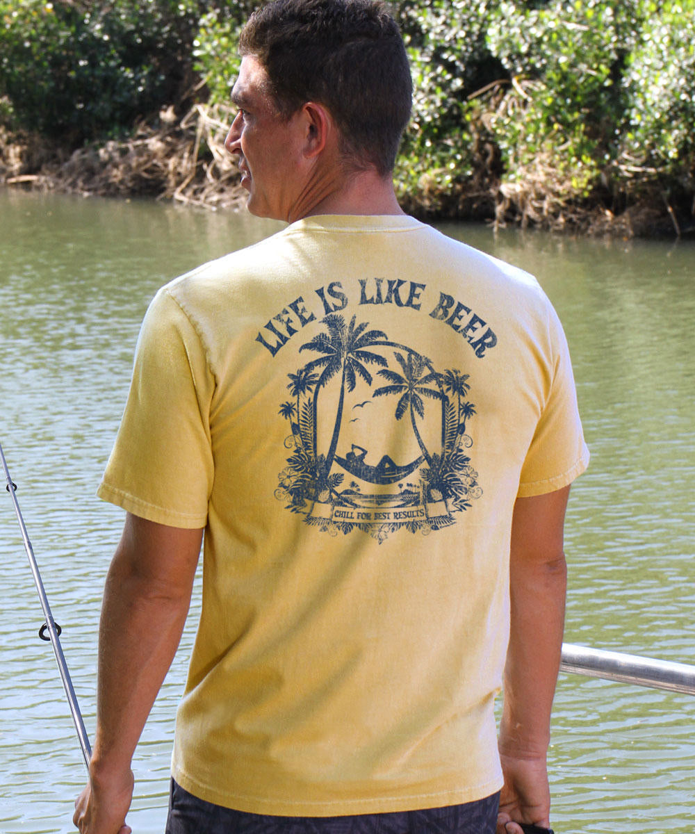 Life Is Like Beer - Beer Dyed Short Sleeve Crewneck T-Shirt 2 Life Is Like Beer - Beer Dyed Short Sleeve Crewneck T-Shirt