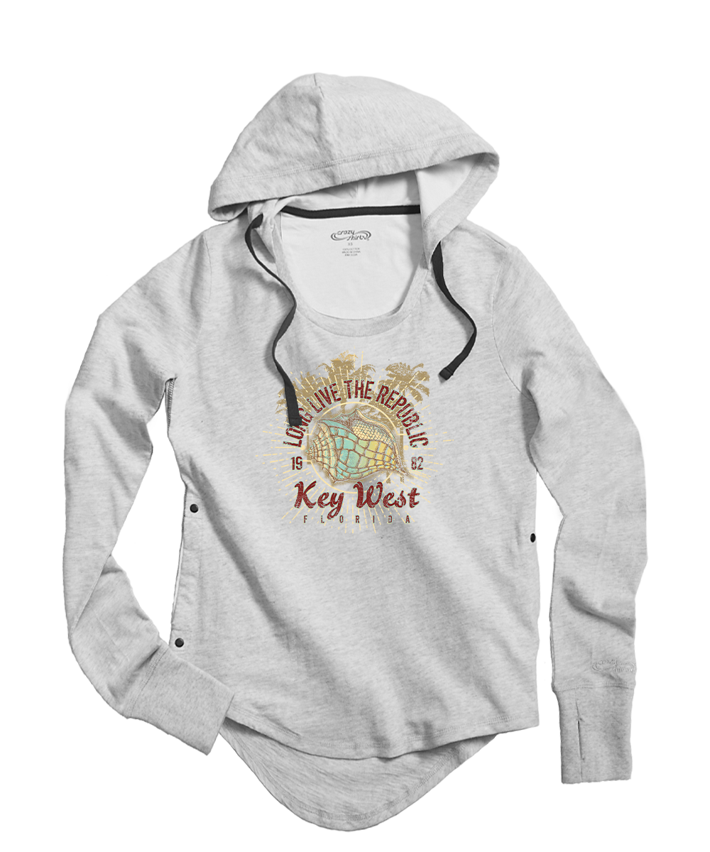 Long Live Republic - White Gray Heather Long Sleeve Harmony Hooded T
