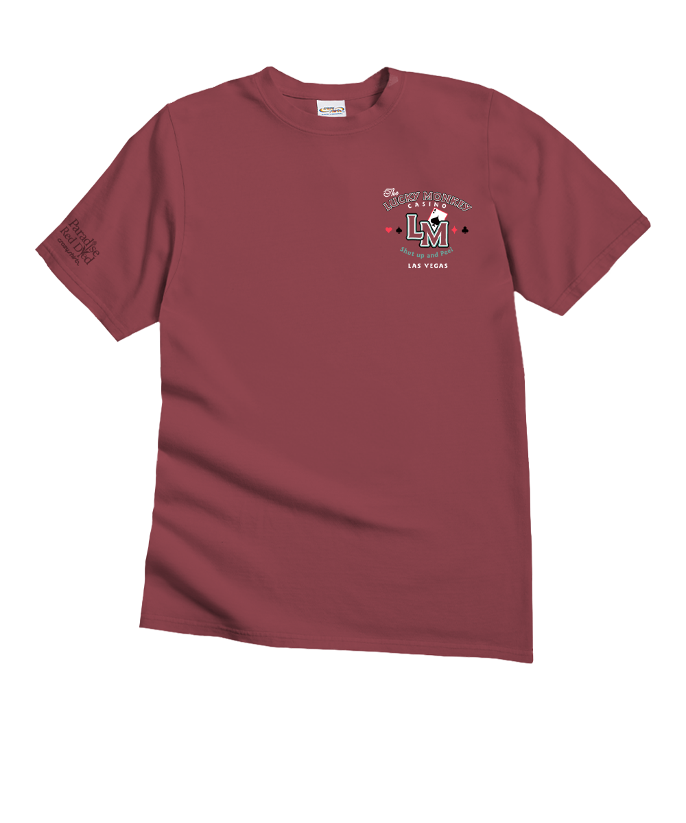 Lucky Monkey - Paradise Red Dyed Short Sleeve Crewneck T-Shirt 2 Lucky Monkey - Paradise Red Dyed Short Sleeve Crewneck T-Shirt