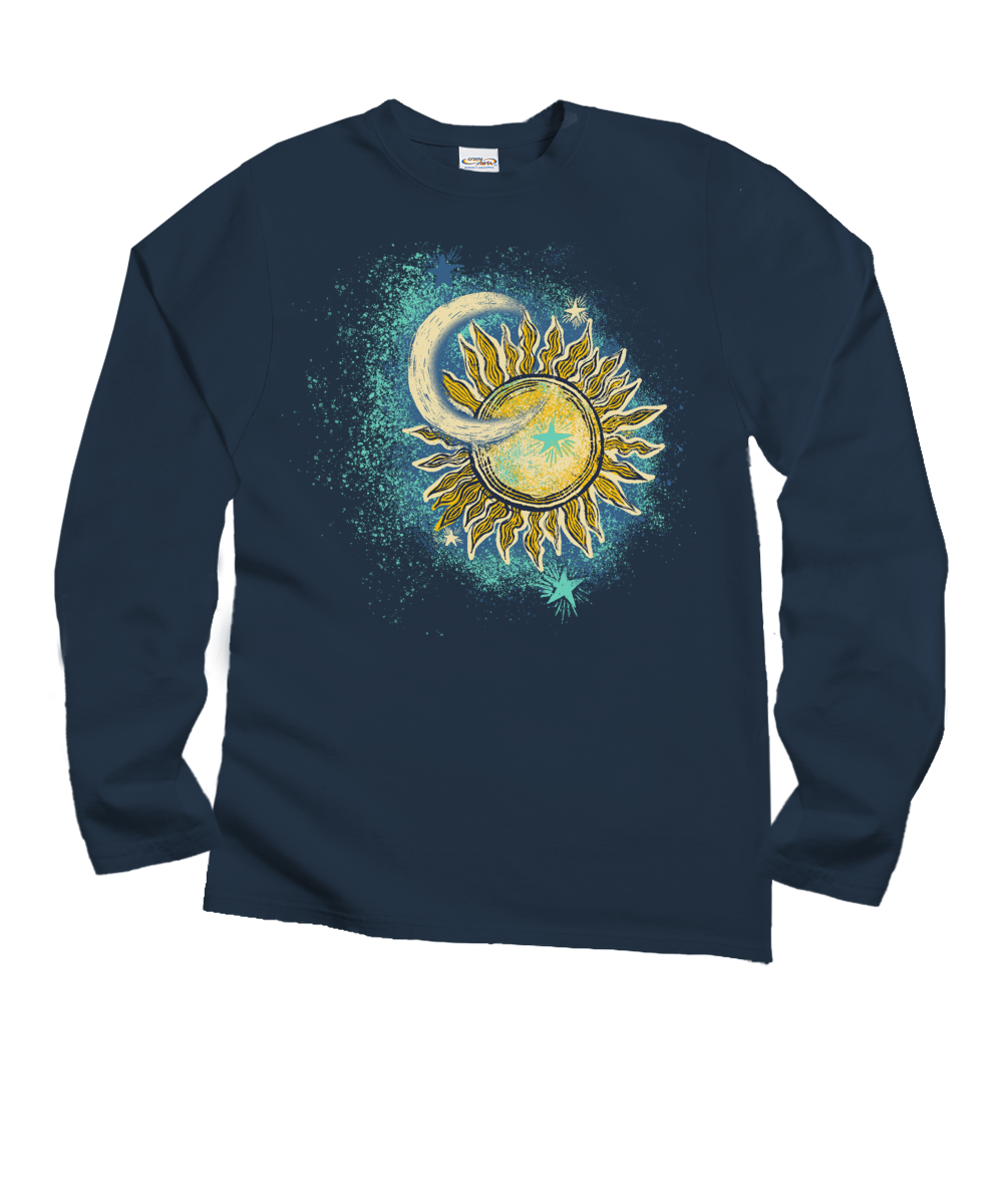Luna Sol - Navy Long Sleeve Crewneck T-Shirt 1 Luna Sol - Navy Long Sleeve Crewneck T-Shirt