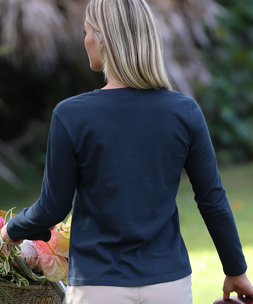 Luna Sol - Navy Long Sleeve Crewneck T-Shirt 3 Luna Sol - Navy Long Sleeve Crewneck T-Shirt