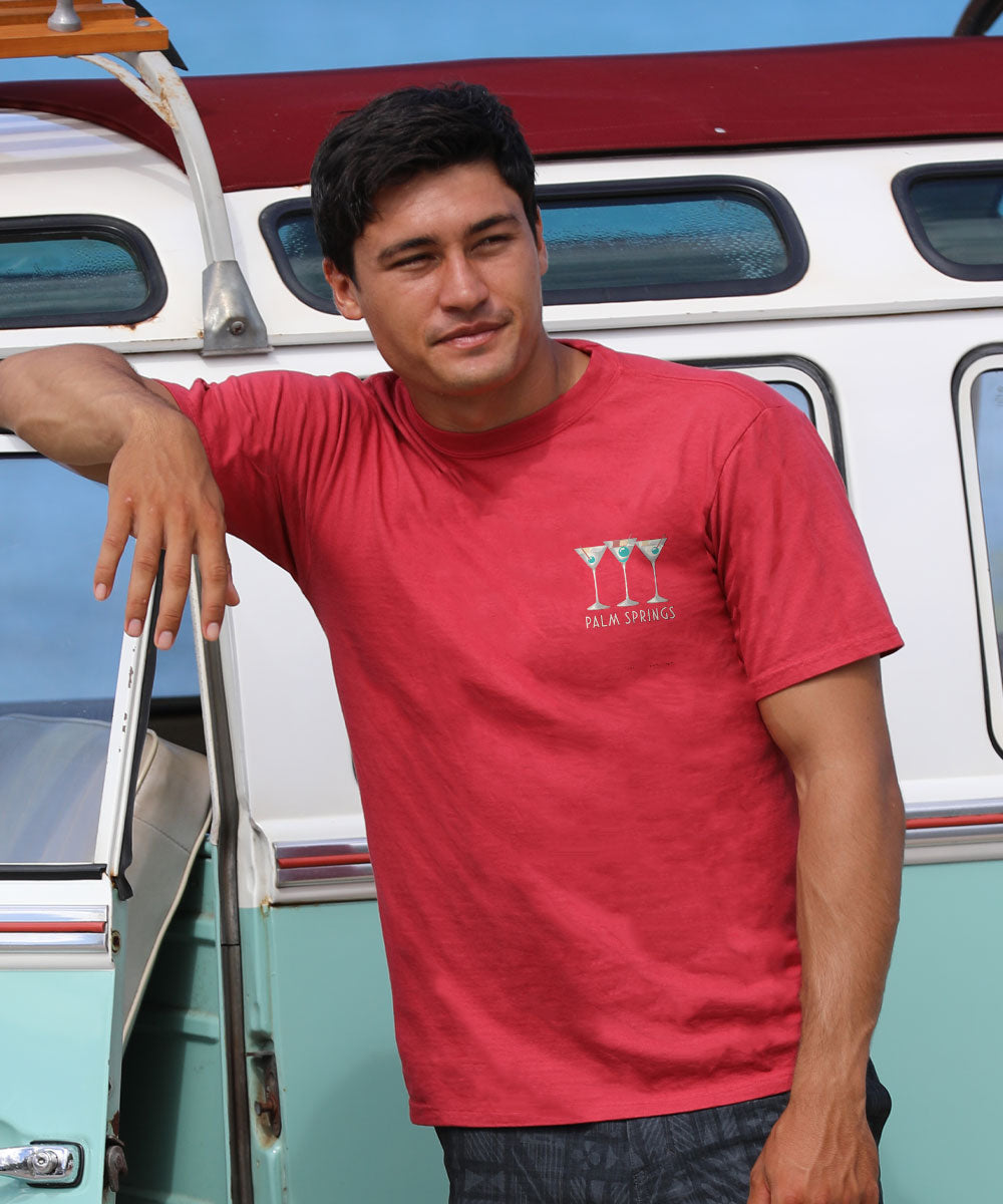 Martini Pool Party - Paradise Red Dyed Short Sleeve Crewneck T-Shirt 3 Martini Pool Party - Paradise Red Dyed Short Sleeve Crewneck T-Shirt
