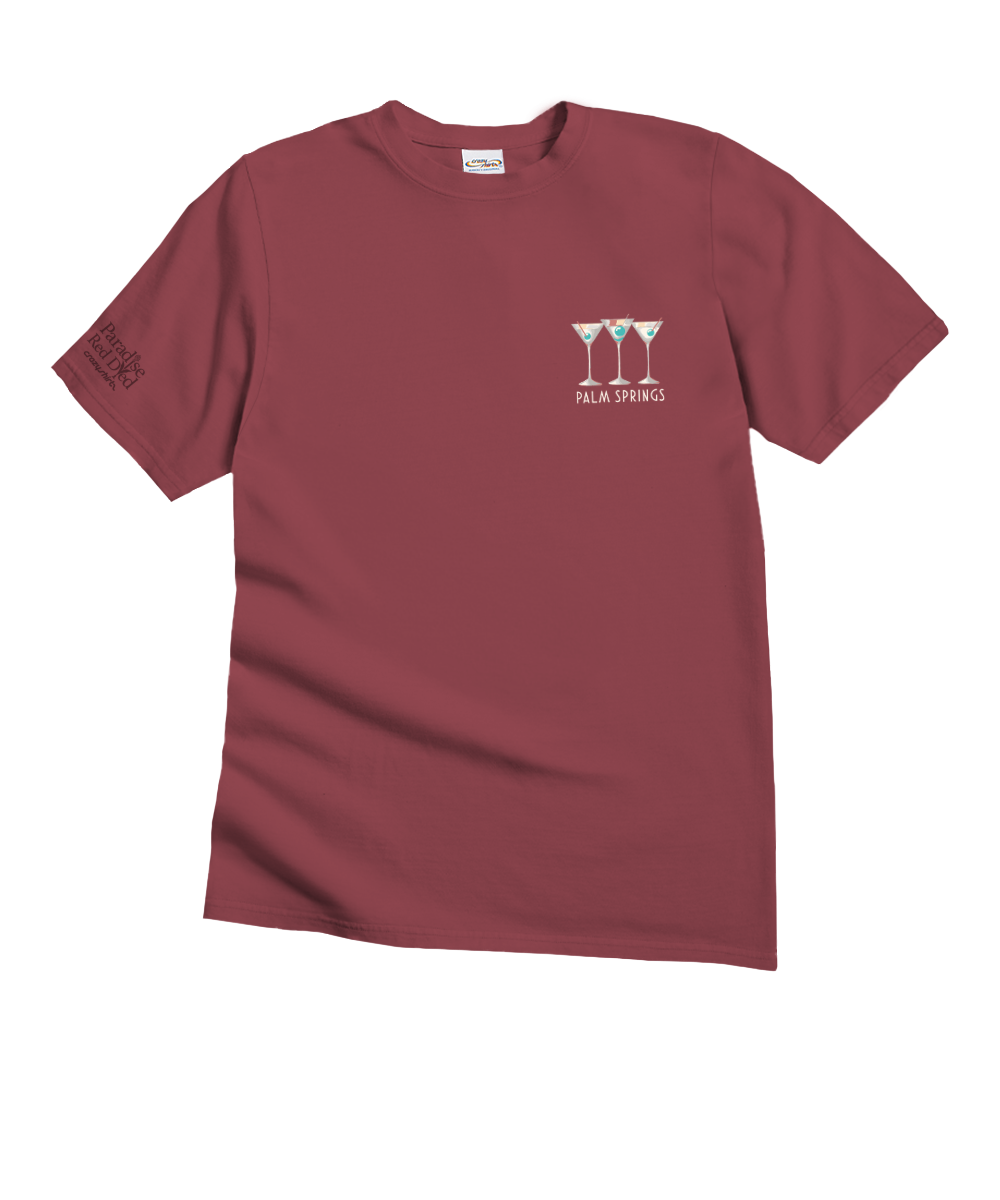 Martini Pool Party - Paradise Red Dyed Short Sleeve Crewneck T-Shirt 4 Martini Pool Party - Paradise Red Dyed Short Sleeve Crewneck T-Shirt