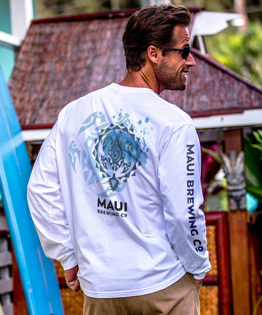 Maui Brewing Co Logo New Splatter - White Long Sleeve Crewneck T-Shirt 2 Maui Brewing Co Logo New Splatter - White Long Sleeve Crewneck T-Shirt