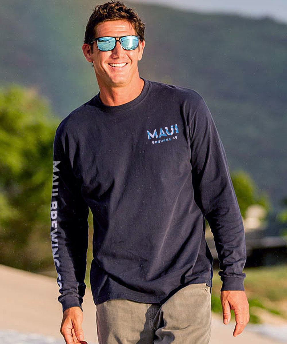 Maui Brewing Co New Big Swell - Navy Long Sleeve Crewneck T-Shirt 3 Maui Brewing Co New Big Swell - Navy Long Sleeve Crewneck T-Shirt