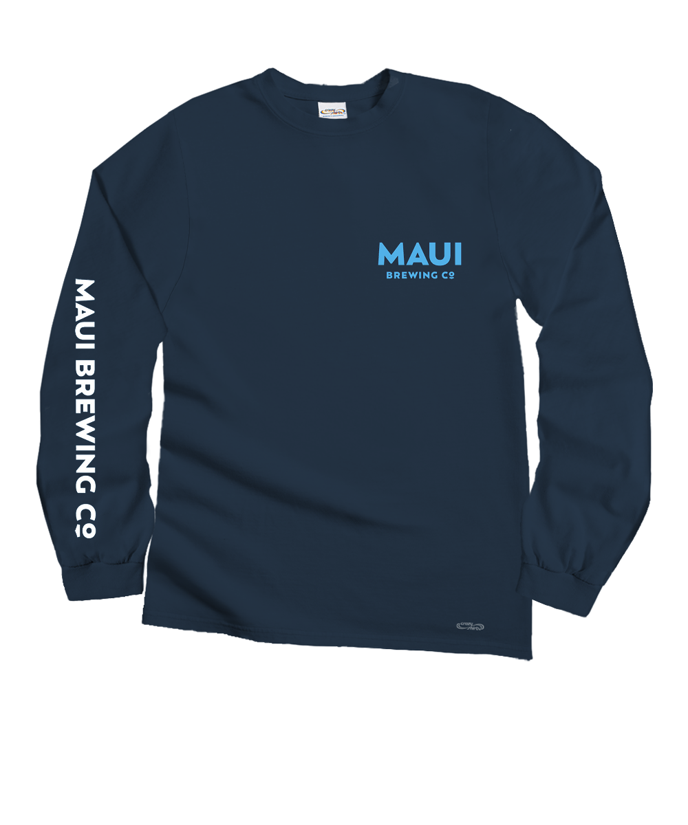Maui Brewing Co New Big Swell - Navy Long Sleeve Crewneck T-Shirt 4 Maui Brewing Co New Big Swell - Navy Long Sleeve Crewneck T-Shirt
