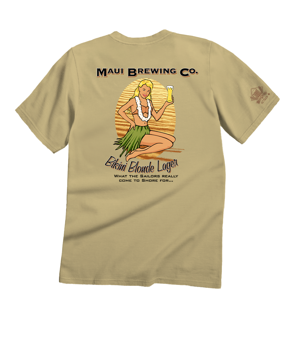 Maui Brewing Co Vintage Bikini Blonde - Beer Dyed Short Sleeve Crewneck T-Shirt 1 Maui Brewing Co Vintage Bikini Blonde - Beer Dyed Short Sleeve Crewneck T-Shirt