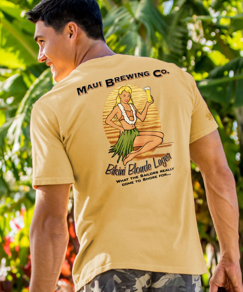 Maui Brewing Co Vintage Bikini Blonde - Beer Dyed Short Sleeve Crewneck T-Shirt 2 Maui Brewing Co Vintage Bikini Blonde - Beer Dyed Short Sleeve Crewneck T-Shirt