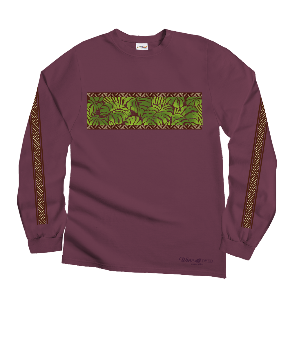 Monstera Band - Wine Dyed Long Sleeve Crewneck T-Shirt 1 Monstera Band - Wine Dyed Long Sleeve Crewneck T-Shirt