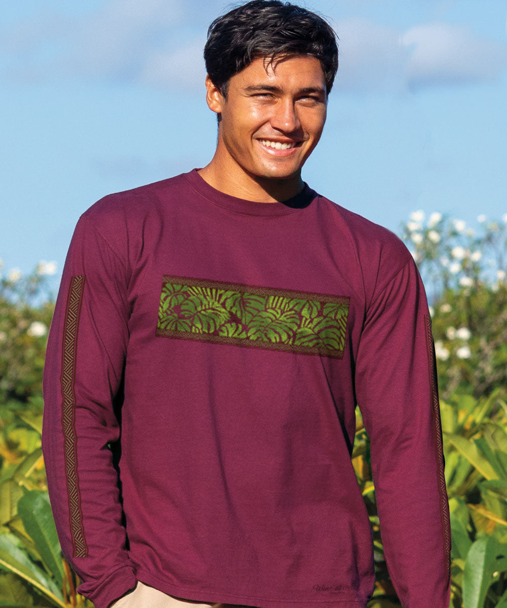 Monstera Band - Wine Dyed Long Sleeve Crewneck T-Shirt 2 Monstera Band - Wine Dyed Long Sleeve Crewneck T-Shirt