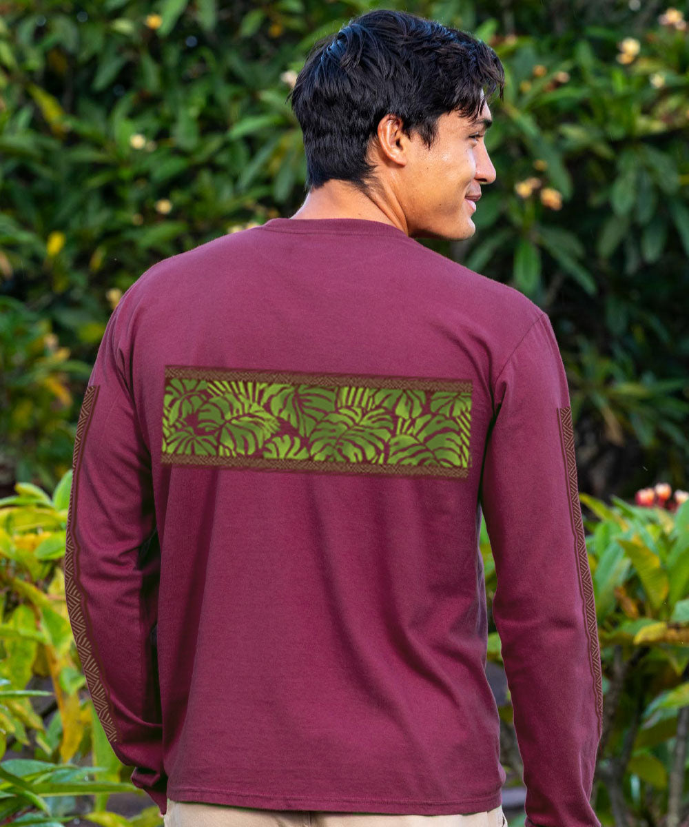 Monstera Band - Wine Dyed Long Sleeve Crewneck T-Shirt 3 Monstera Band - Wine Dyed Long Sleeve Crewneck T-Shirt