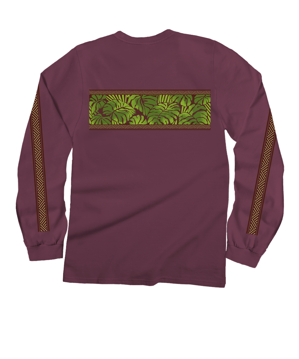 Monstera Band - Wine Dyed Long Sleeve Crewneck T-Shirt 4 Monstera Band - Wine Dyed Long Sleeve Crewneck T-Shirt
