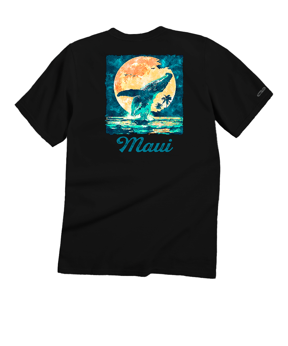 Moonlight Whale - Black Short Sleeve Crewneck T-Shirt 1 Moonlight Whale - Black Short Sleeve Crewneck T-Shirt