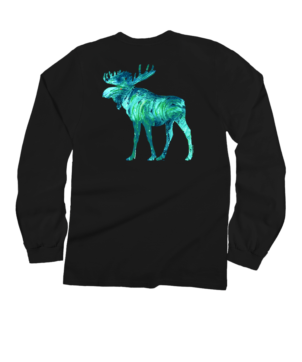 Mooooose - Black Long Sleeve Crewneck T-Shirt