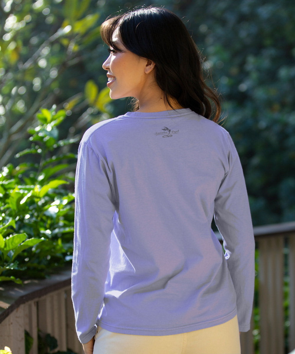 Mountain Wildflowers - Lavender Dyed Long Sleeve Crewneck T-Shirt 3 Mountain Wildflowers - Lavender Dyed Long Sleeve Crewneck T-Shirt