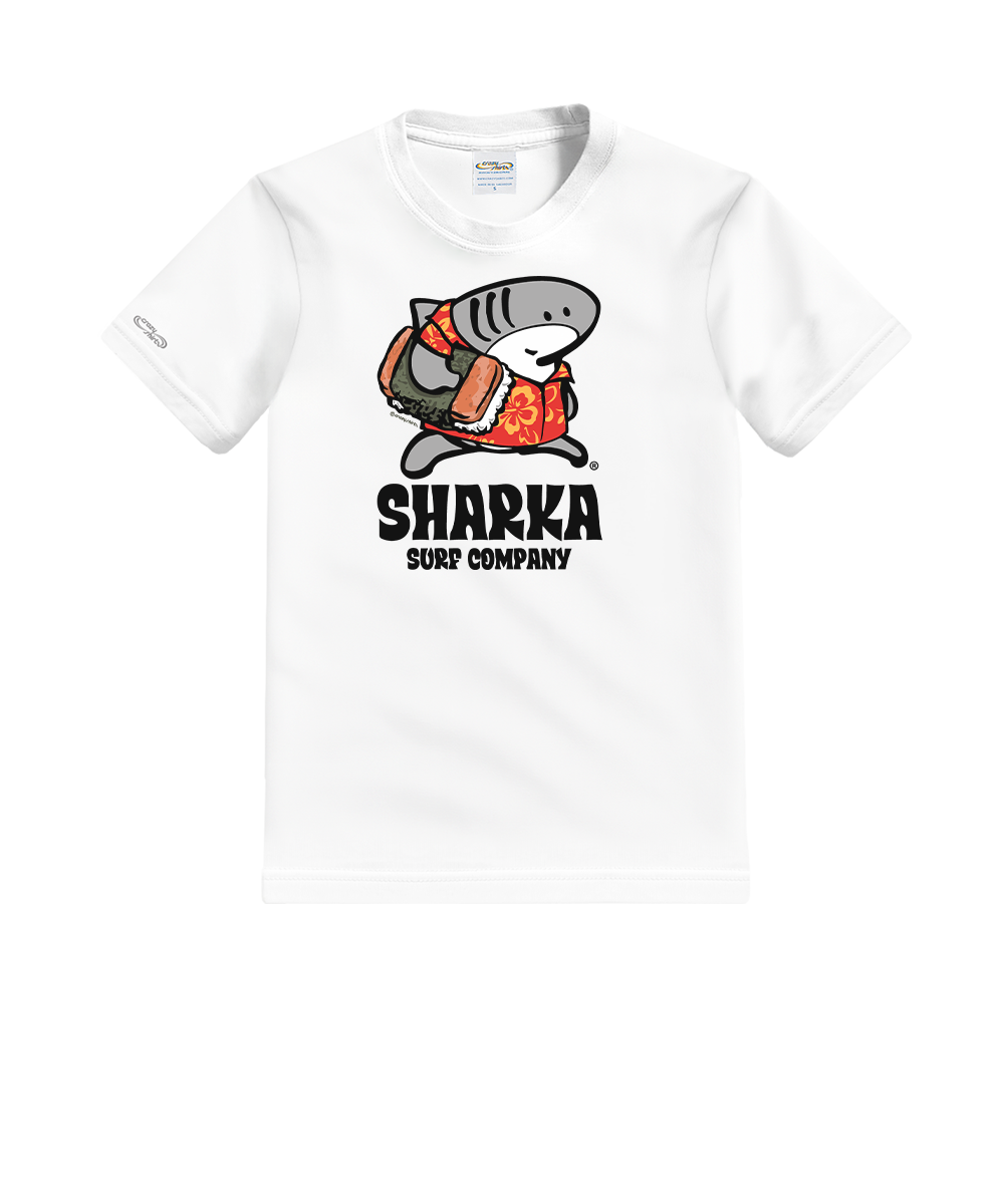 Musubi Sharka™ - White Short Sleeve Crewneck T-Shirt 1 Musubi Sharka™ - White Short Sleeve Crewneck T-Shirt