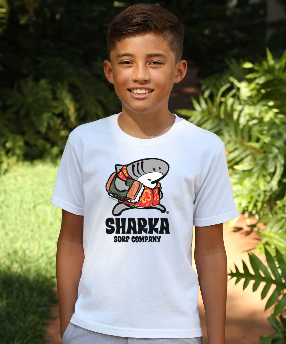 Musubi Sharka™ - White Short Sleeve Crewneck T-Shirt 2 Musubi Sharka™ - White Short Sleeve Crewneck T-Shirt